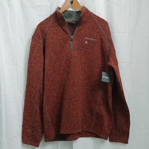 Eddie Bauer Burnt Orange Zip Up Sweater Textured Knit